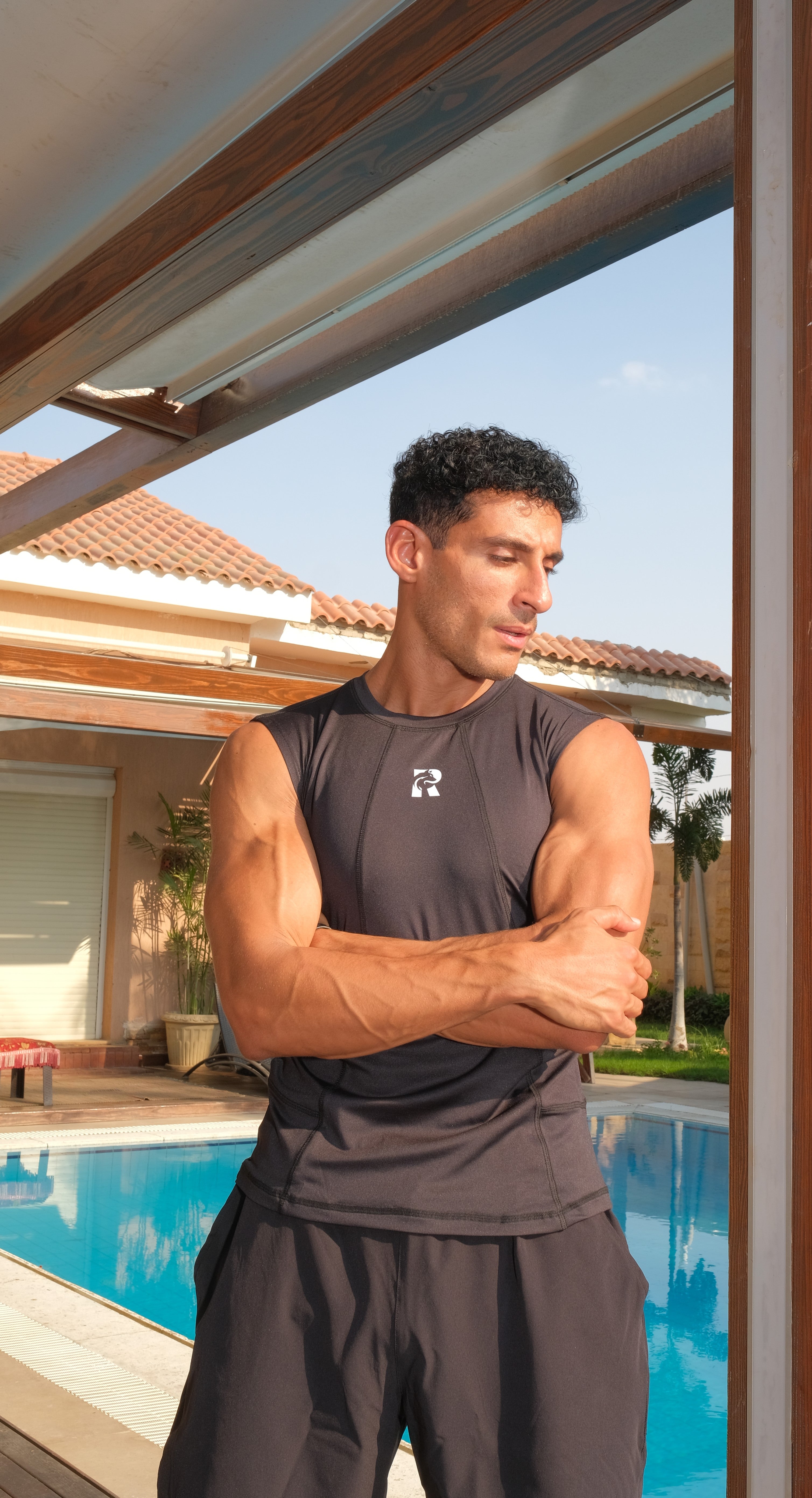 Remus M- SLL Fitness Black Antibacterial DRI-FIT Tee Tight Quarter Sleeve