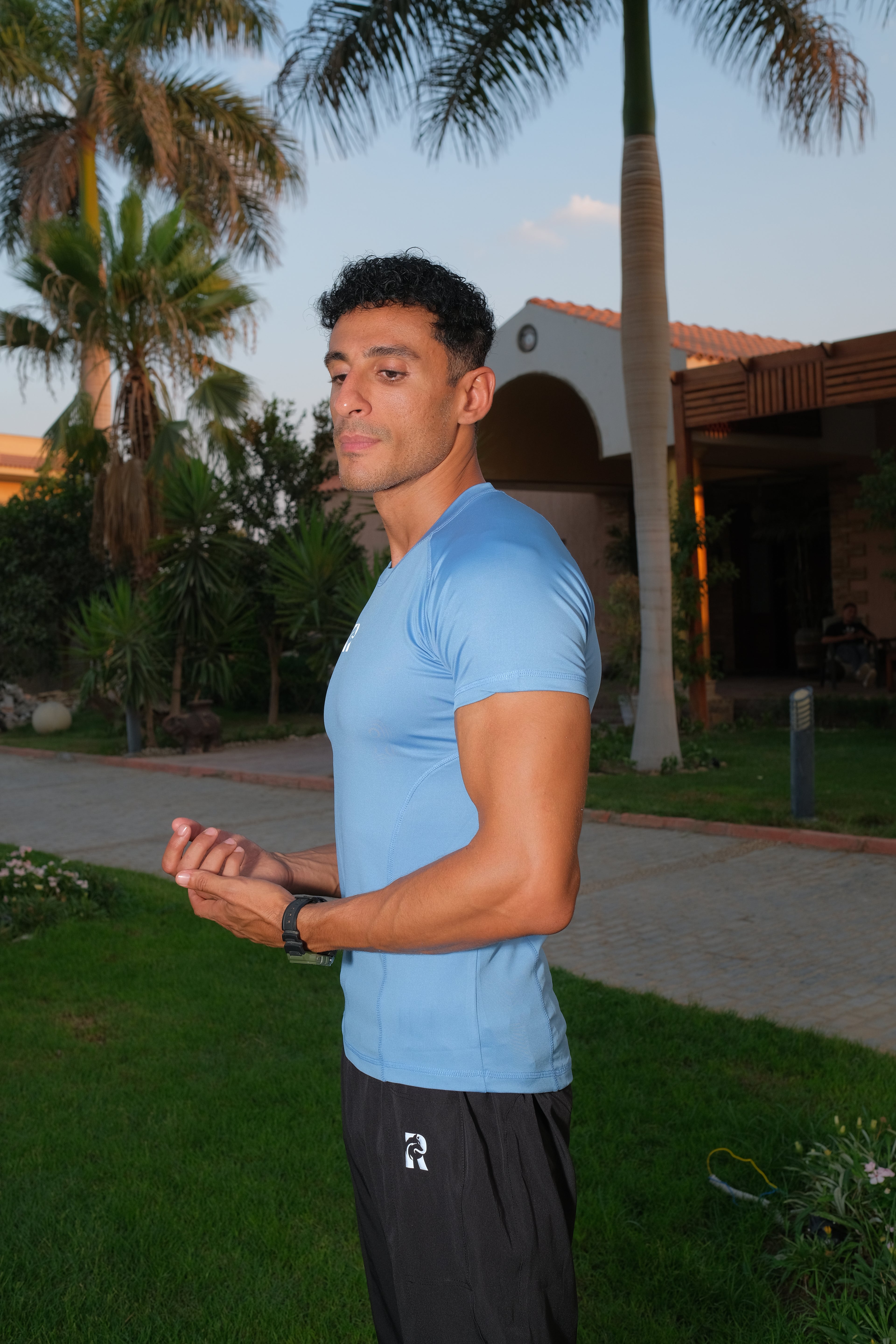 Remus M-HS More Comfortable Light Blue Antibacterial DRI-FIT Half Sleeve Tee For Training