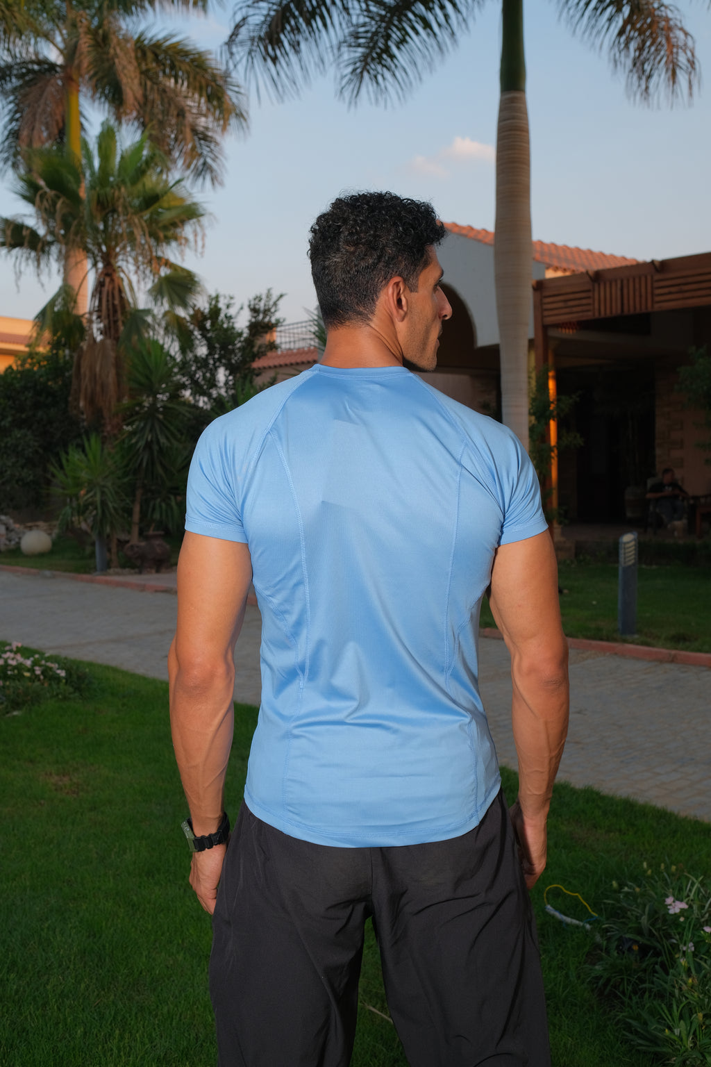 Remus M-HS More Comfortable Light Blue Antibacterial DRI-FIT Half Sleeve Tee For Training