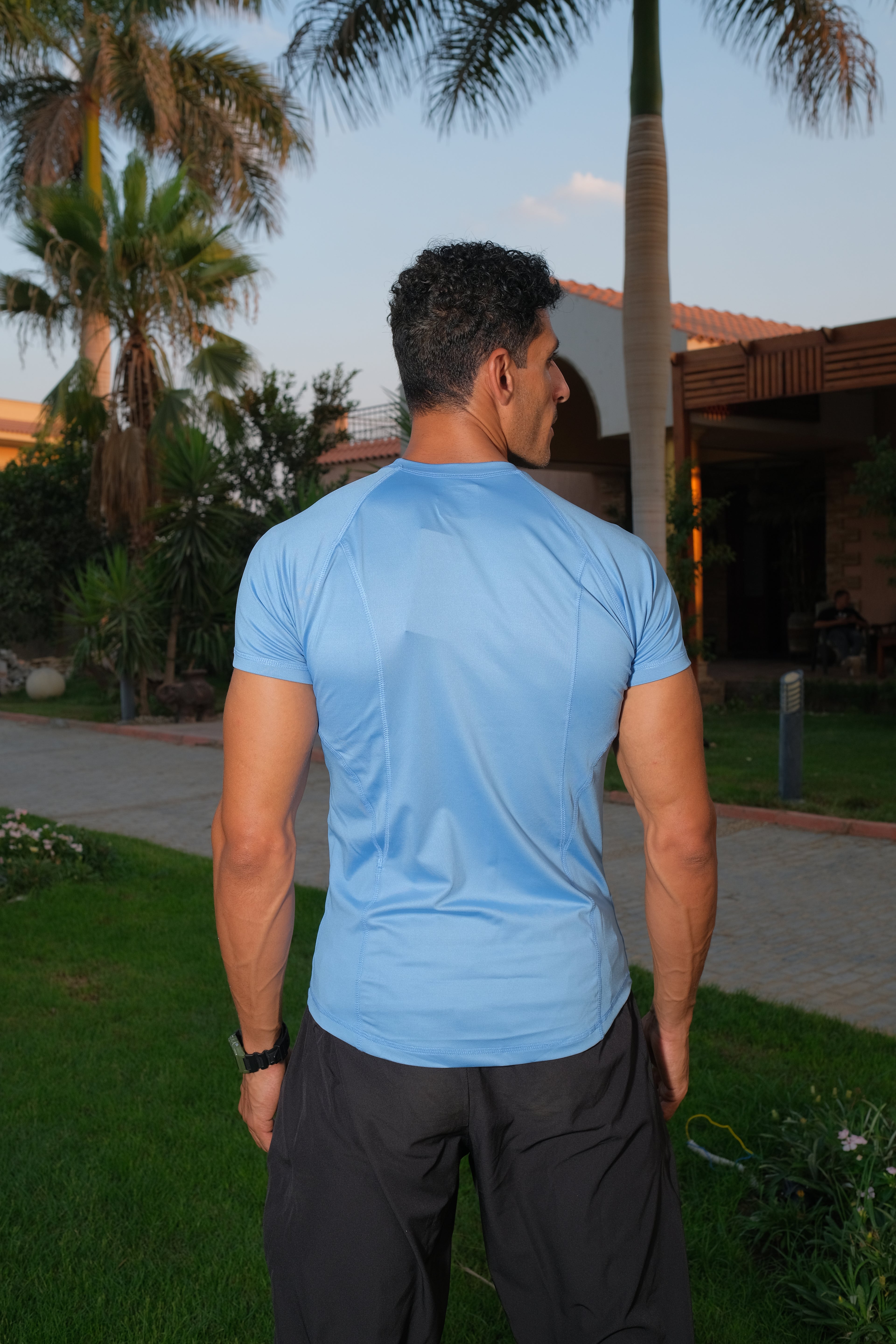Remus M-HS More Comfortable Light Blue Antibacterial DRI-FIT Half Sleeve Tee For Training