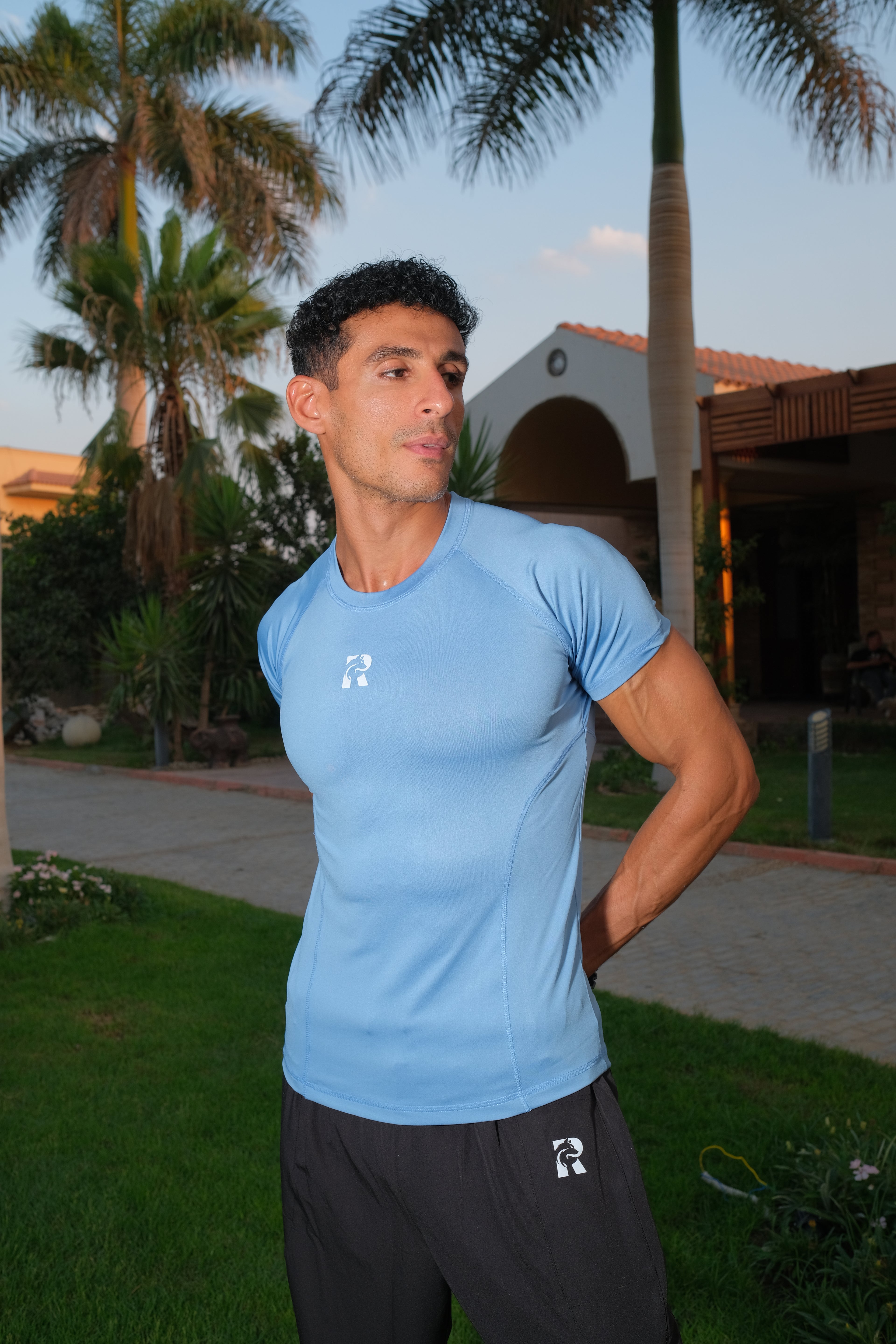 Remus M-HS More Comfortable Light Blue Antibacterial DRI-FIT Half Sleeve Tee For Training