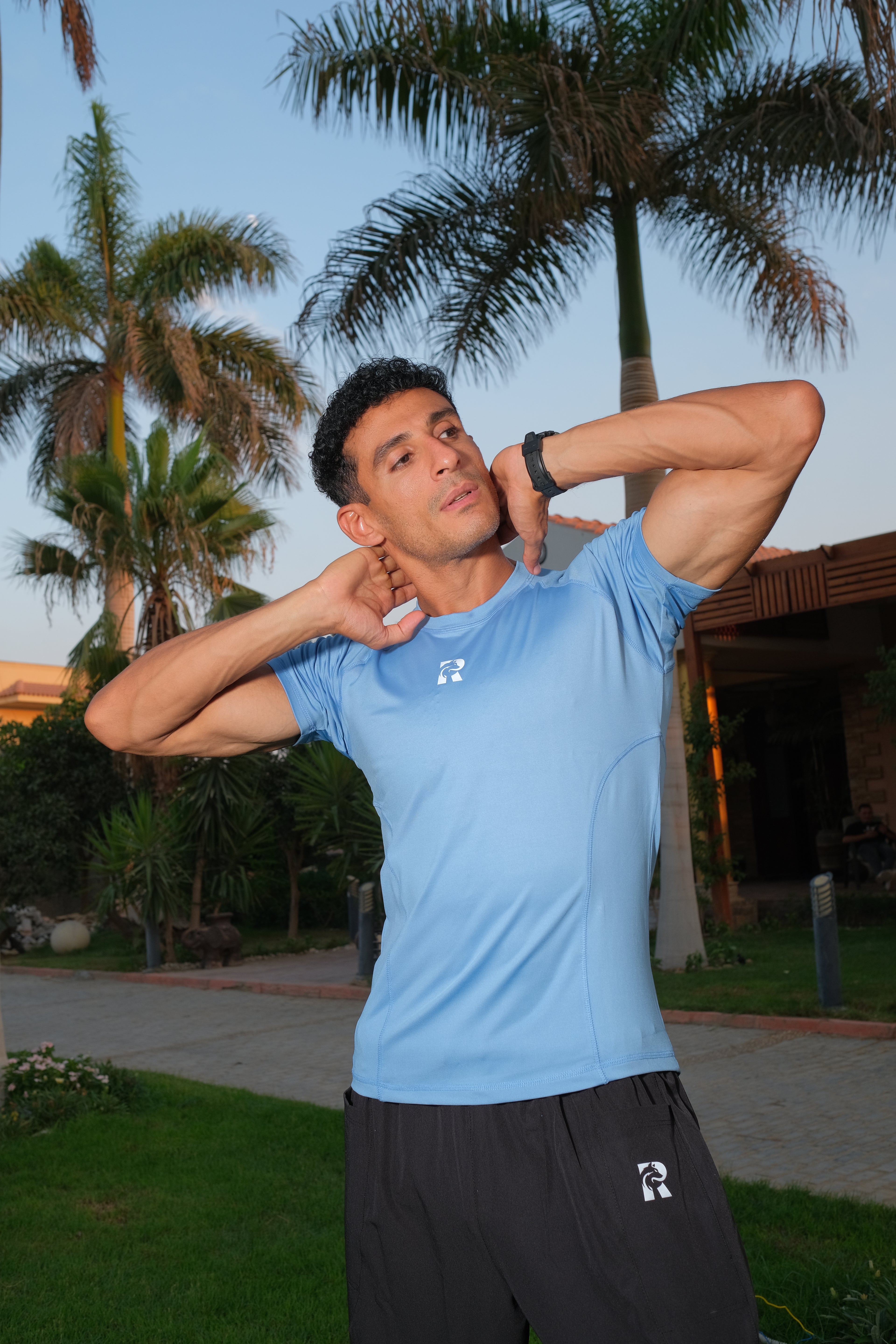Remus M-HS More Comfortable Light Blue Antibacterial DRI-FIT Half Sleeve Tee For Training