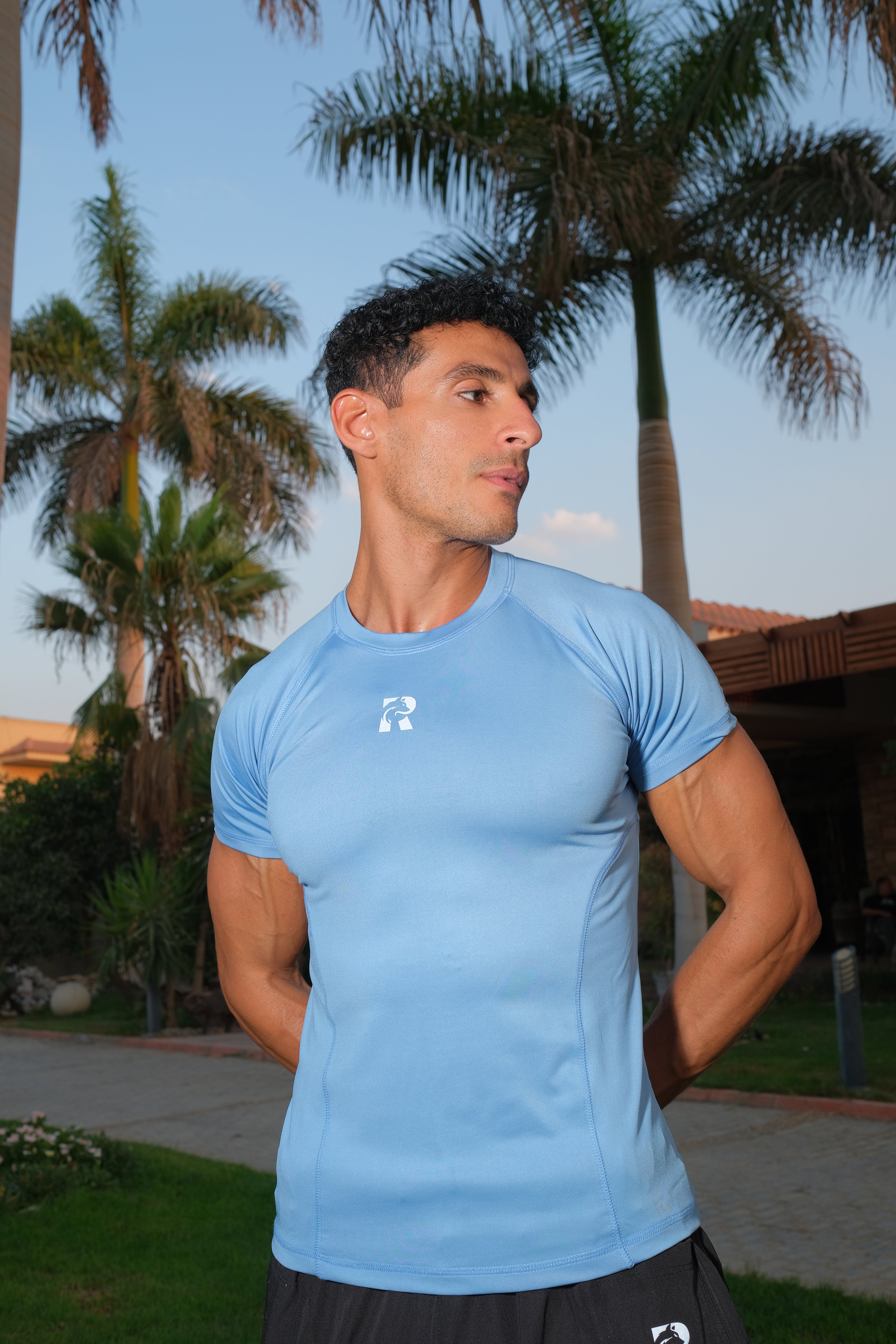 Remus M-HS More Comfortable Light Blue Antibacterial DRI-FIT Half Sleeve Tee For Training